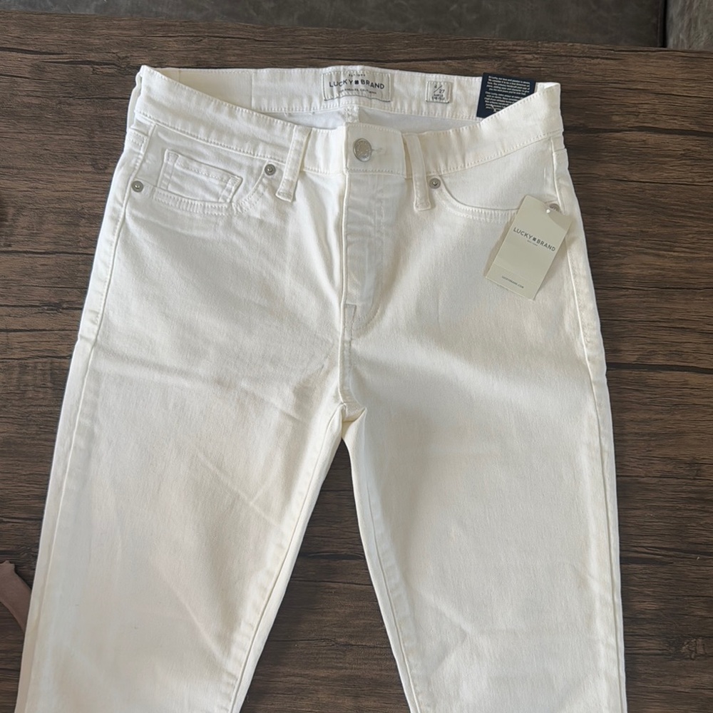 Lucky Brand White Skinny Jeans with Textured Fabric